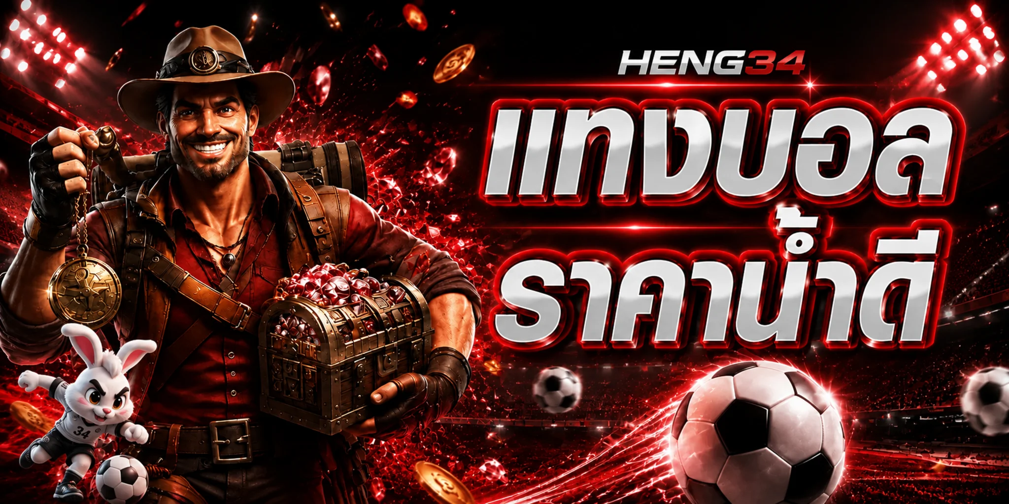 ภาพข้อมูลกีฬา HENG34 พร้อมสนามฟุตบอลและมาสคอต